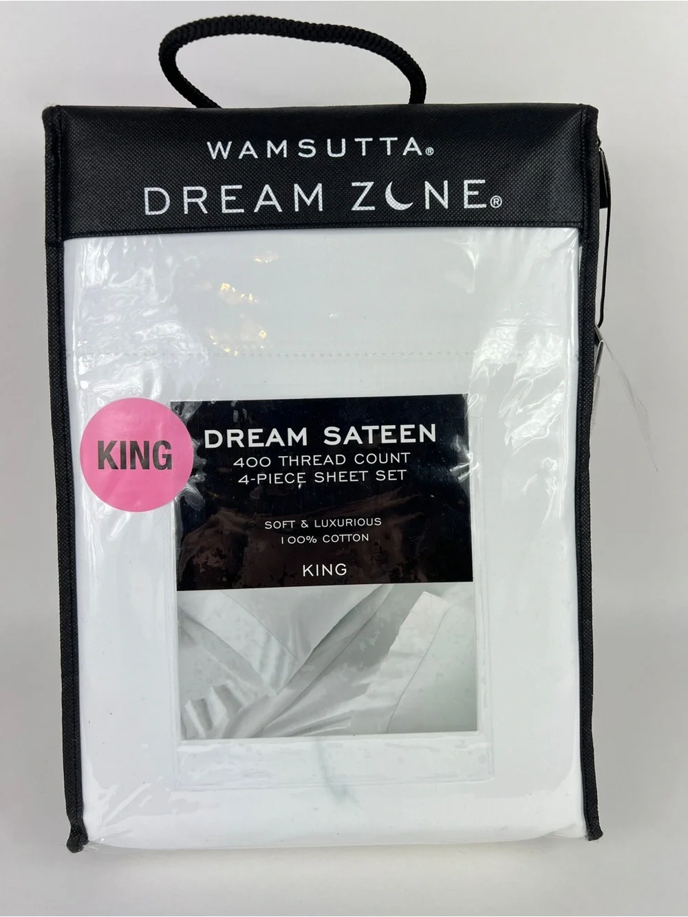 Wamsutta Dream Zone King Sheet Set White Sateen 400 TC Luxury Cotton 4 Pc NEW